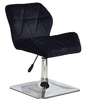 Поворотний стілець Paris 4 CH-BASE чорний 1011 велюр, на квадратній хромованій опорі, фото 6