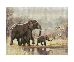 Алмазна мозаїка HX321 «Слони на прогулянці», 30x40 см