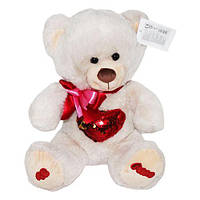 М'яка іграшка Ведмедик з серцем в паєтках