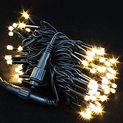Вулична гірлянда (String)10м IP44 100LED теплий білий Flash мерехтіння, чорний провід