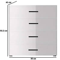 Білий глянсовий комод Гербор Вушер KOM4S/90 90х45см на чотири ящики