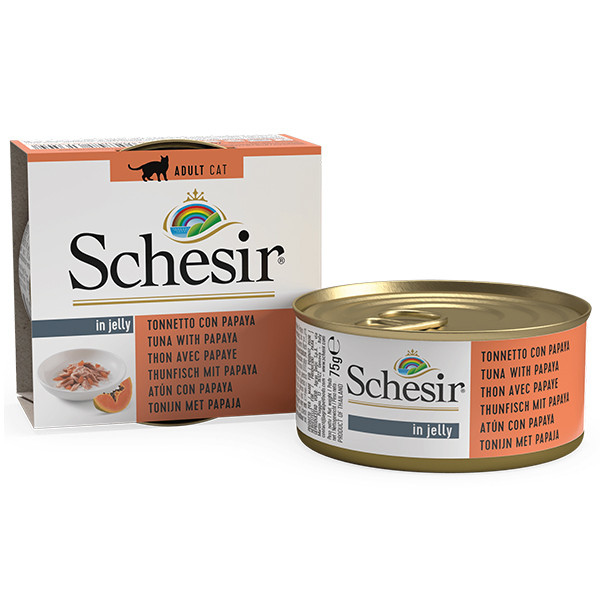 Schesir Tuna Papaya ШЕЗІР Тунець з папайї в желе натуральні консерви для котів, вологий корм, банку 75 г