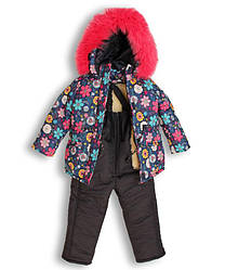 Дитячий зимовий костюм на флісі для дівчинки розміри на 1-4 роки