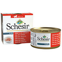 Schesir Tuna Prawns ШЕЗІР тунець з креветками в желе натуральні консерви для котів, вологий корм, банку 85 г