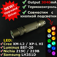 Convoy S2+, оновлений драйвер 3040мА Biscotti, термоконтроль, підтримка кнопки підсвічування, корпус Пустельний, CREE XML-2, 6500K