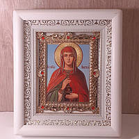 Ікона Анастасія свята великомучениця, лик 10х12 см, у білому дерев'яному кіоті з камінням