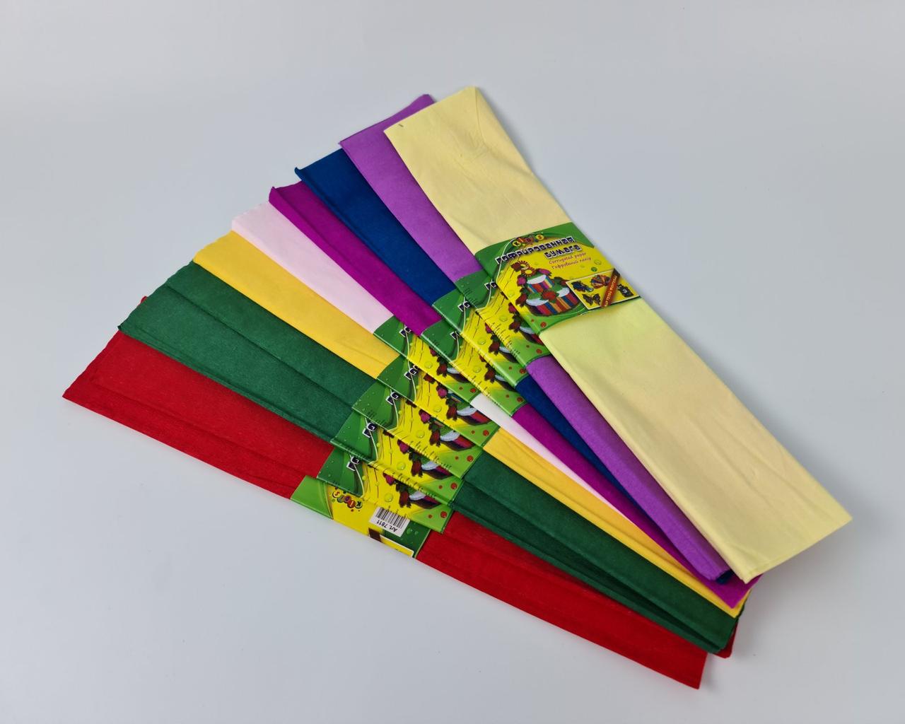 Папір креповий 50x200 см. (10 кольорів,) асосорті (1 пачка), фото 1