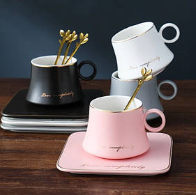 Чашка з блюдцем та ложечкою 150 мл Автобіографія 2 Керамічна