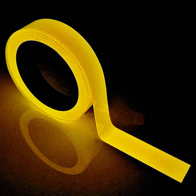 Люмінесцентна клейка стрічка світна 2,5 см*5м жовта