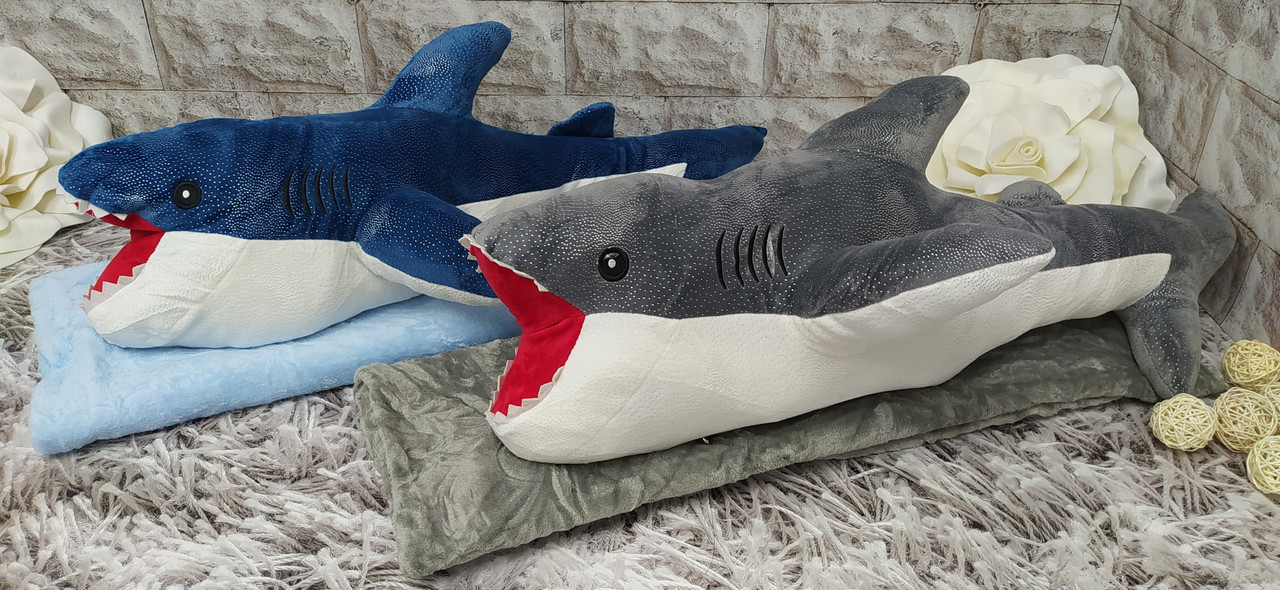 Купить Мягкая игрушка Акула и теплый плед 2в1 одеяло из микрофибры ...