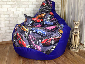 Крісло Мішок, М'який Пуф , безкаркасне крісло Груша ХХL ( середній розмір 130*90)-універсальне з Принт