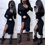 Базове плаття гольф з розрізом на нозі довжиною міді з довгим рукавом (р. S-L) 9033201, фото 2