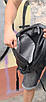 Рюкзак шкіряний молодіжний міський міський повсякденний стильний унісекс чорного кольору, фото 4