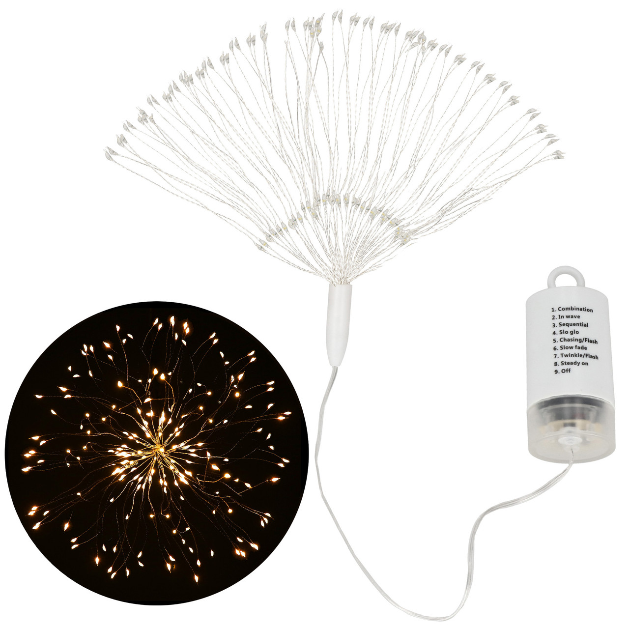 Гірлянда феєрверк на батарейках Springos 3D 100 LED CL0181 Warm White