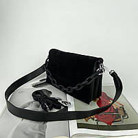 Жіноча замшева сумка клатч на та через плече на три відділення з двома ремінцями Polina & Eiterou, фото 6
