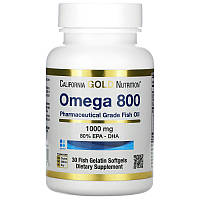 Жирные кислоты California Gold Nutrition Omega 800, 30 рыбных капсул