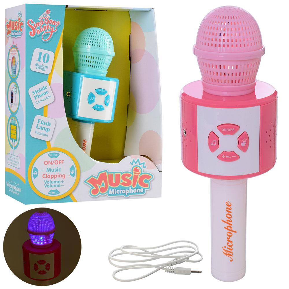 Мікрофон 1901-1902 (48шт) 23,5см, MP3, муз, звук, світло, рег. гучність, 2кол, на бат-ці, в кор-ці,, фото 1