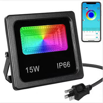 SMART LED ПРОЖЕКТОР 15 W IP66 RGB bluetooth з застосунком ART 7980 (44 шт./ясть)