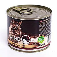 LANDOR Повноцінний збалансований вологий корм для дорослих кішок індичка з качкою 0,2 кг