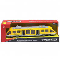 Детская коллеккционная модель инерционный Поезд Автосвіт со звуковыми и световыми эффектами, желтый