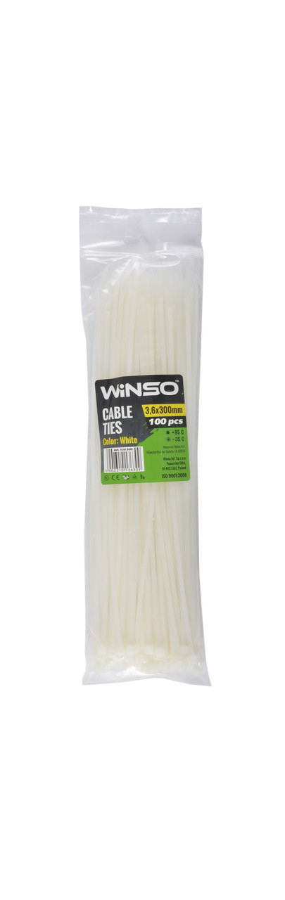Хомут пластиковий білий 3.6 х 300 мм WINSO