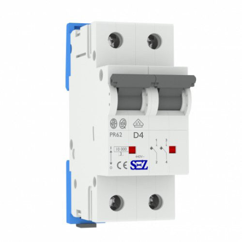 Автоматичний вимикач SEZ PR62-D 4A 2P 10kA 0099324 модульний, фото 1