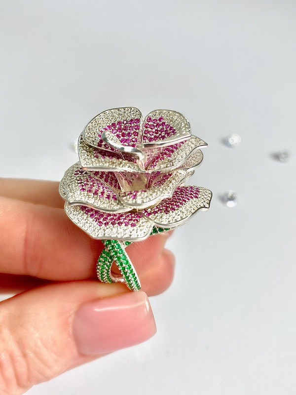 Розкішна каблучка "Чайна Троянда", фото 1