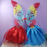 Костюм новорічний 2-8 років спідниця фатинова та новорічні крила до костюма метелика або фея вінкс фея веселка