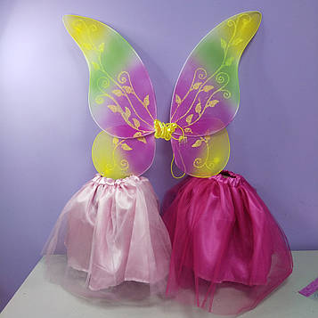Костюм новорічний 2-8 років спідниця фатинова та новорічні крила до костюма метелика або фея вінкс фея веселка