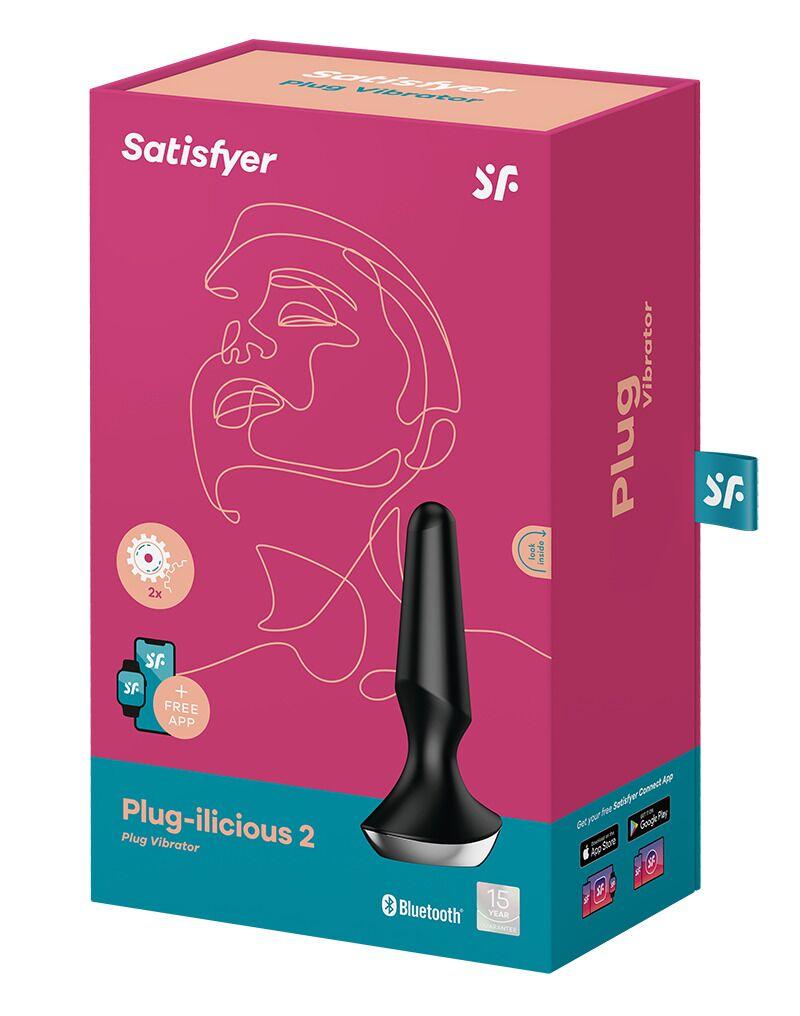 Анальная вибропробка со смарт управлением Plug-ilicious 2 Satisfyer Black/Berry/Silver