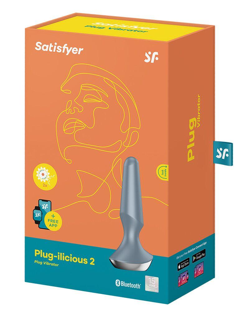 Анальная вибропробка со смарт управлением Plug-ilicious 2 Satisfyer Black/Berry/Silver