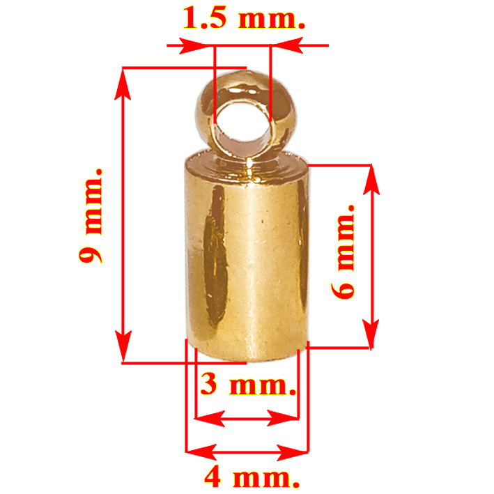 Набор 10 шт 9 мм Концевики для Шнура Колпачки , Цилиндры Металл, Цвет Золото, Фурнитура на Бижутерию - фото 2 - id-p1530610886