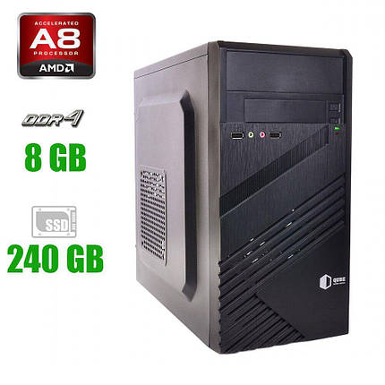 Новий комп'ютер Prime Qube QB05M Tower / AMD A8-9600 (4 ядра по 3.1 — 3.4 GHz) / 8 GB DDR4 / 240 GB SSD /, фото 1