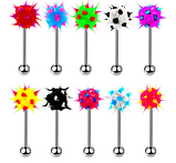 Прикраса для пірсингу язика, губи. Штанга в язик силіконовий їжачок 1 шт., фото 6