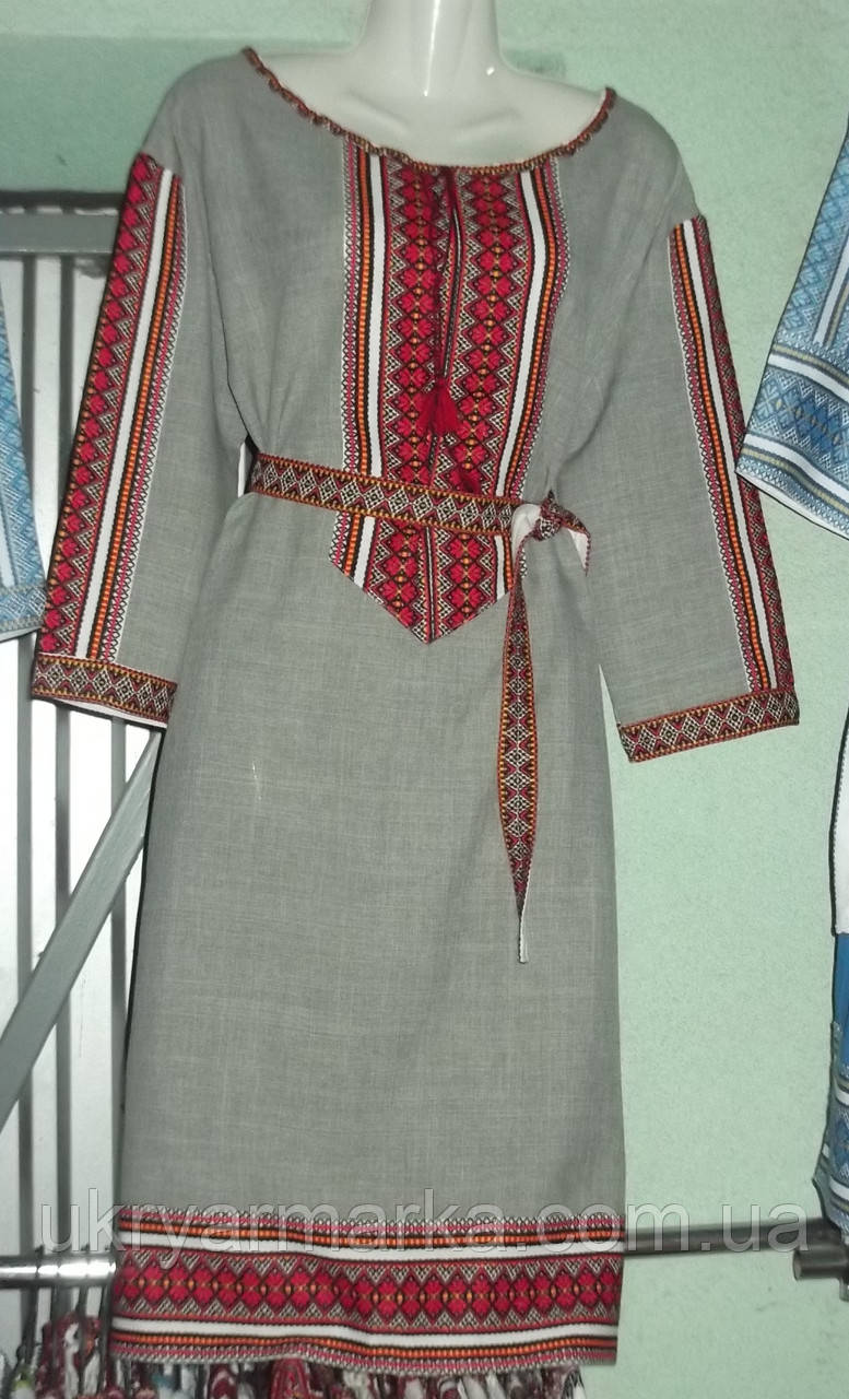 Вишивана сукня "Етнічна" сіра