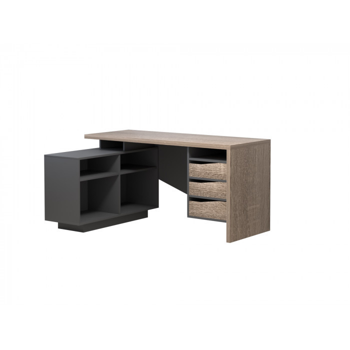 Стіл комп'ютерний Connect 3 ДСП Дуб сонома Трюфель, Антрацит Тумба зліва (IntarsioTM), фото 1