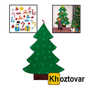 Дитяча новорічна ялинка з іграшками з фетру на стіну Christmas Tree