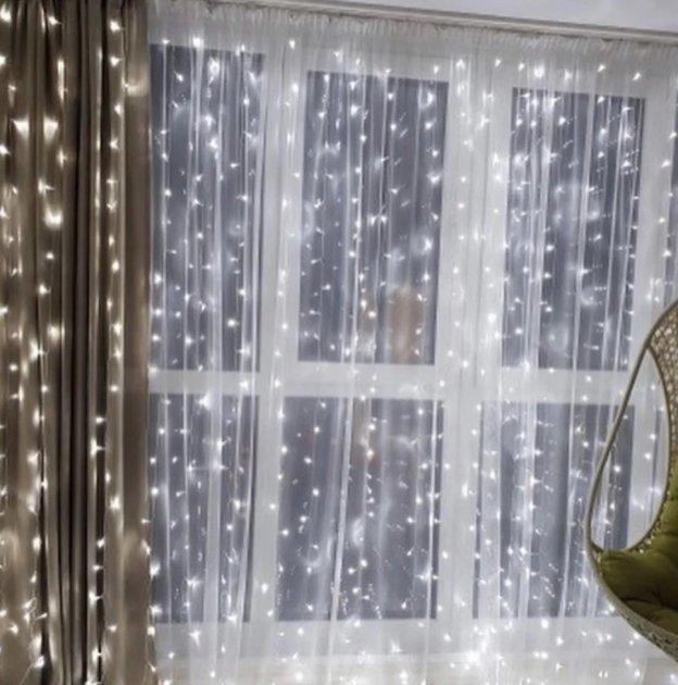 Гірлянда Xmas USB + пульт водоспад 3х2 м 200 Led W-9 Білий на мідному дроті з з'єднувачем