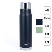 Термос питний Ranger Expert із двома чашками R_9202 0.9, Чорно-сірий