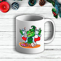 Белая кружка (чашка) с новогодним принтом Гринч (The Grinch) "For Santa"