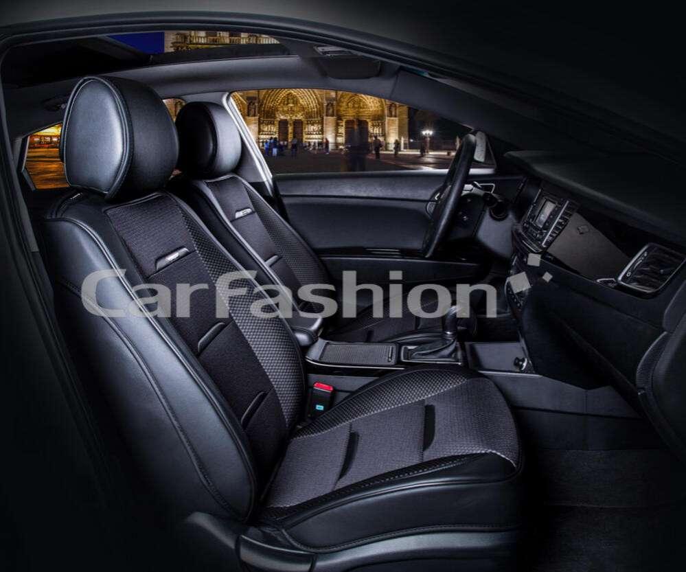 Каркасні чохли-накидки на передні сидіння CarFashion, модель BUSINESS FRONT, чорний/чорний, фото 1