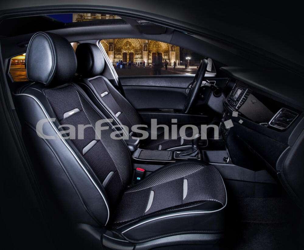 Каркасні чохли-накидки на передні сидіння CarFashion, модель BUSINESS FRONT, чорний/сірий, фото 1