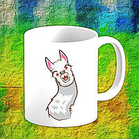 Білий кухоль (чашка) з принтом Альпака білий