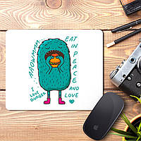 Килимок для миші з принтом "I love burger. Eat in peace and love"