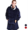 Толстовка-плед з капюшоном Huggle Hoodie Ultra Plush Blanket -синій /Плюшева кофта /Плед з рукавами, фото 7