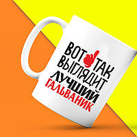 Білий кухоль (чашка) з принтом "Ось так виглядає найкращий Гальванік" Push IT