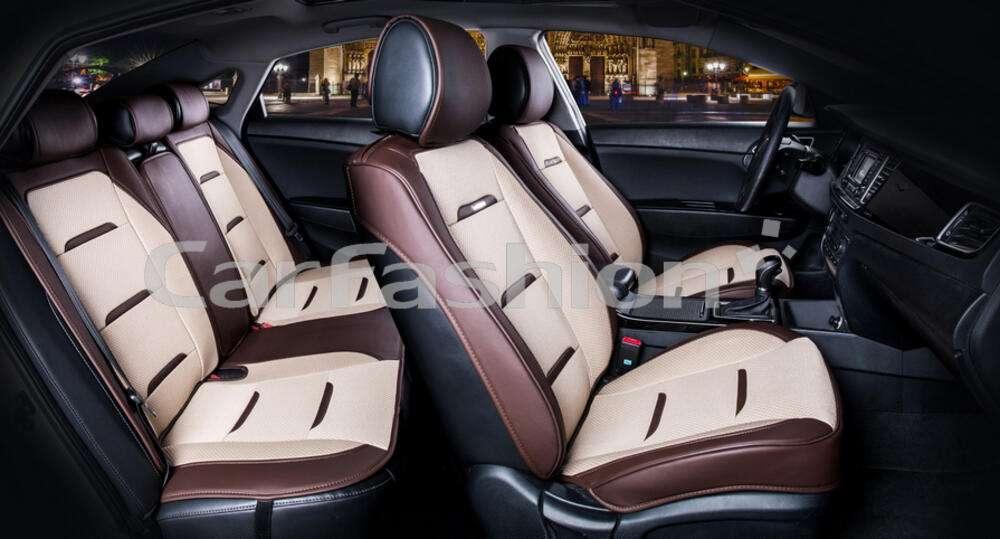 Каркасні чохли-накидки на сидіння CarFashion, модель BUSINESS PLUS, бежевий/коричневий
