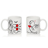 Парні білі чашки з принтом "Магніт"