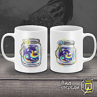 Парні білі чашки з принтом "Чарівництво в банках"