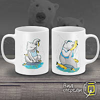 Парні білі чашки з принтом "Білі ведмедики"